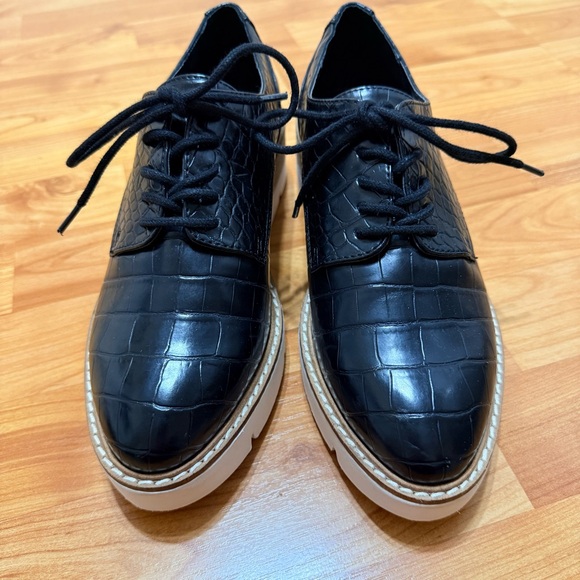 Steve Madden Black Croc Embossed Wrenley Flatform Shoe Size 9.5 - Picture 3 of 7